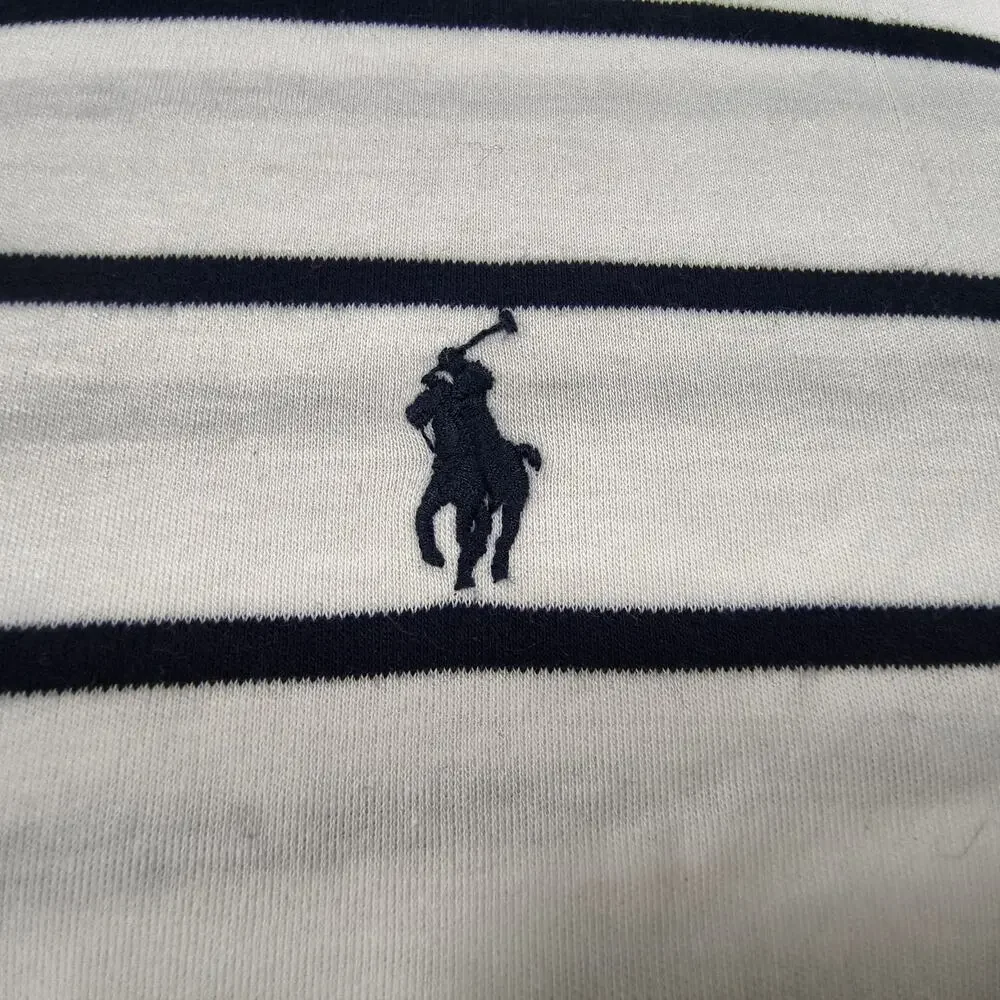 Polo Ralph Lauren Collared Long Sleeve Polo Shirt Mens Size Large L White Navy